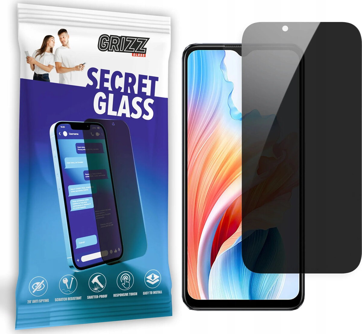 Privātuma aizsargstikls GrizzGlass SecretGlass priekš Oppo