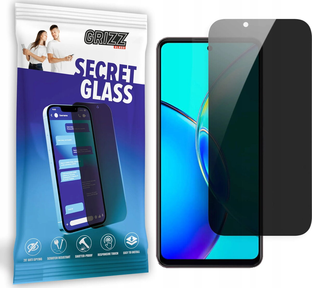 GrizzGlass SecretGlass privātuma rūdīts aizsargstikls Vivo
