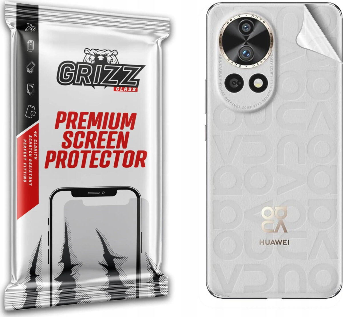 Aizmugures aizsargplēve GrizzGlass SatinSkin priekš Huawei