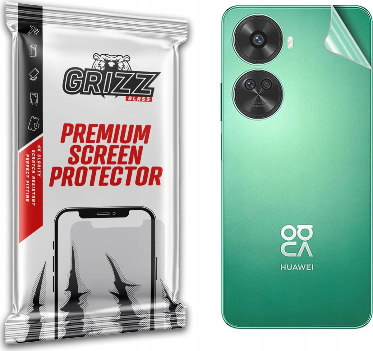 Aizmugures aizsargplēve GrizzGlass UltraSkin priekš Huawei