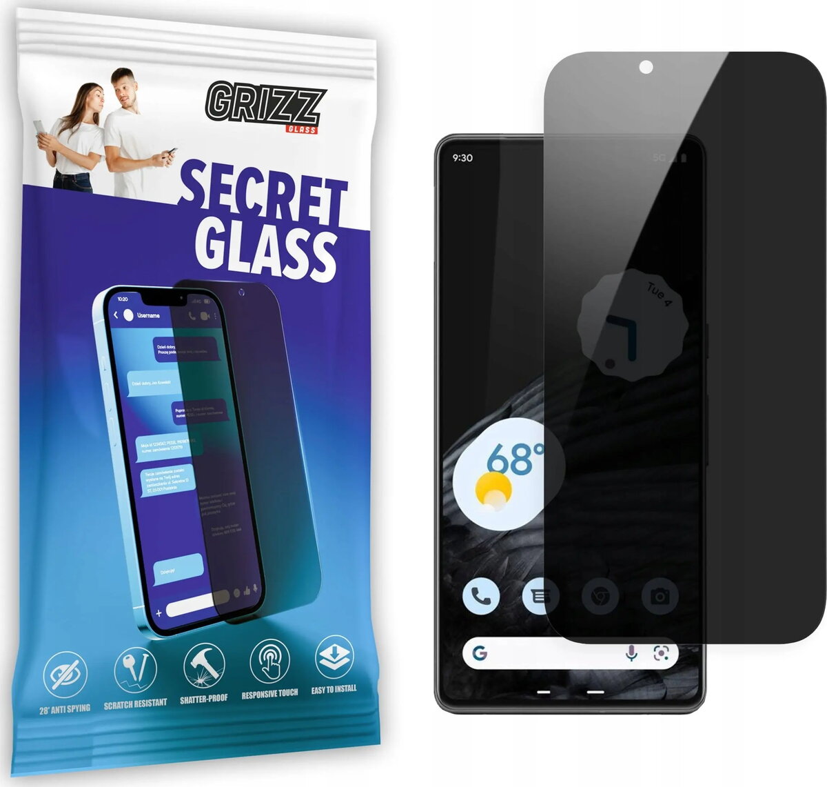 Privātuma rūdīts ekrāna stikls GrizzGlass SecretGlass