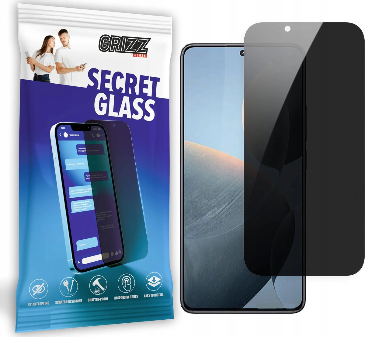 Stiprināts privātuma aizsargstikls GrizzGlass SecretGlass priekš