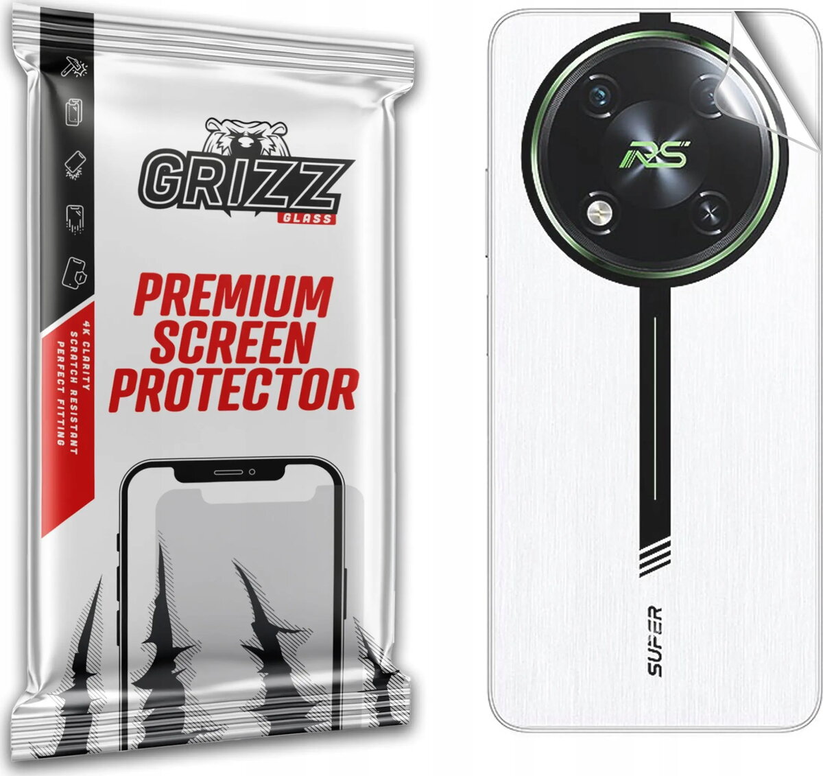 Aizsargplēve aizmugurei GrizzGlass SatinSkin priekš Itel