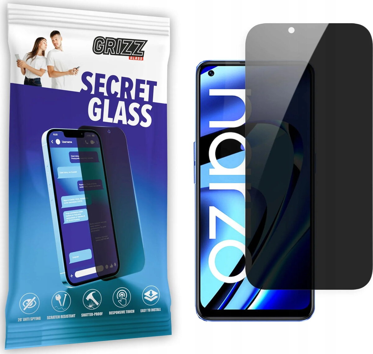 Privātuma aizsargstikls GrizzGlass SecretGlass priekš Realme