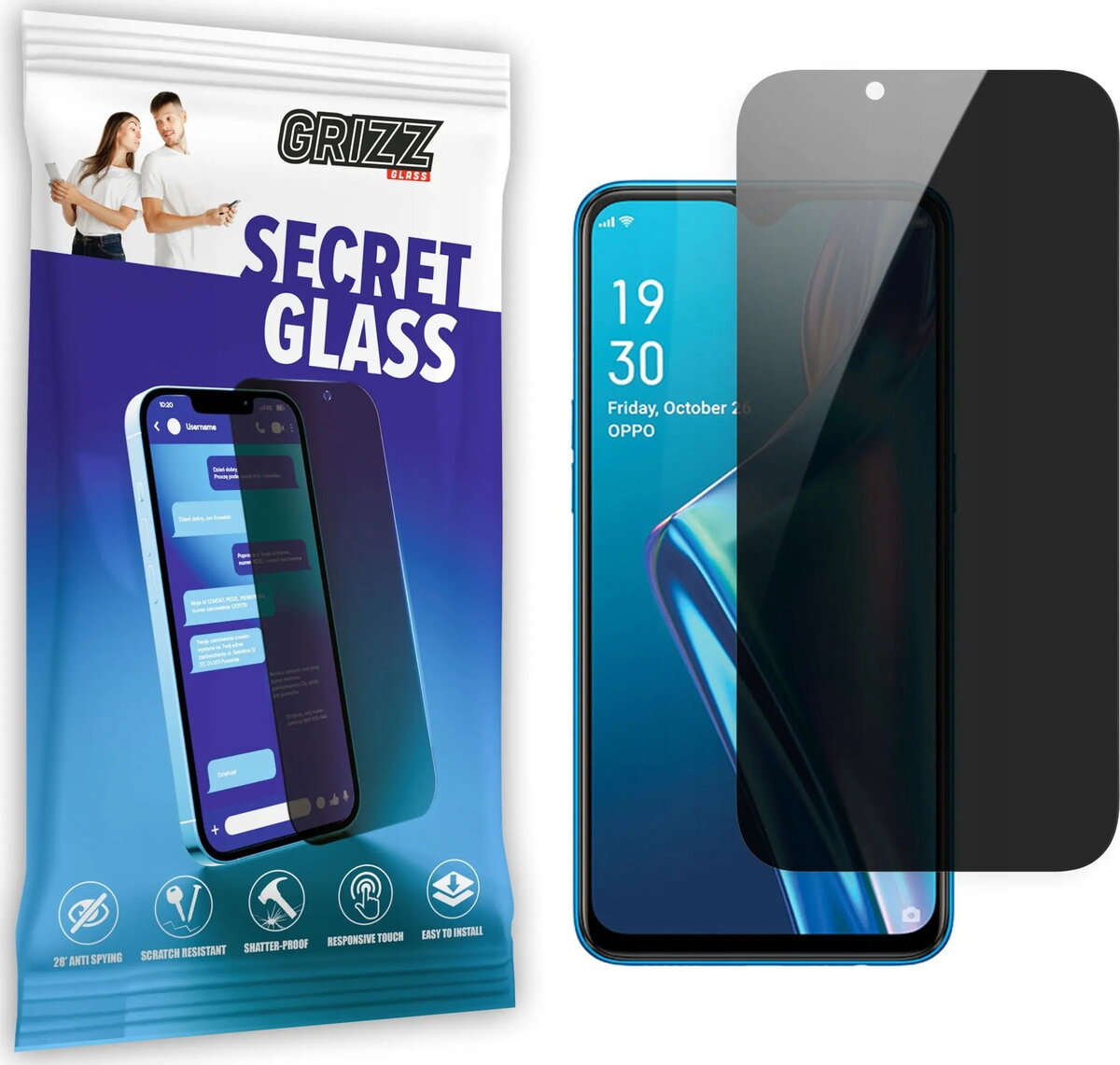 Rūdīta privātuma stikla aizsargplēve GrizzGlass SecretGlass