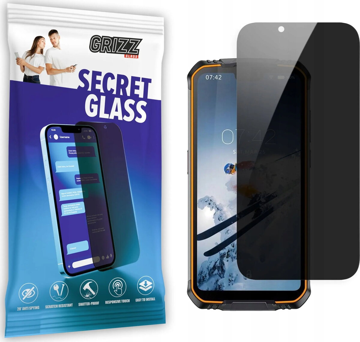 Stikla privātuma ekrāna aizsargs GrizzGlass SecretGlass
