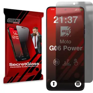 Privacy tempered glass screen protector GrizzGlass SecretGlass for Motorola Moto G06 Power