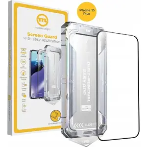 Aizsargstikls MOBILE ORIGIN priekš iPhone 15 Plus ar aplikatoru (sacietināts stikls)