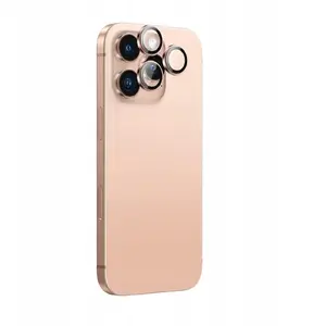 Tempered camera lens protector Amazingthing AR Aluminium 3-lens frame for iPhone 16 Pro / 16 Pro Max, rose gold