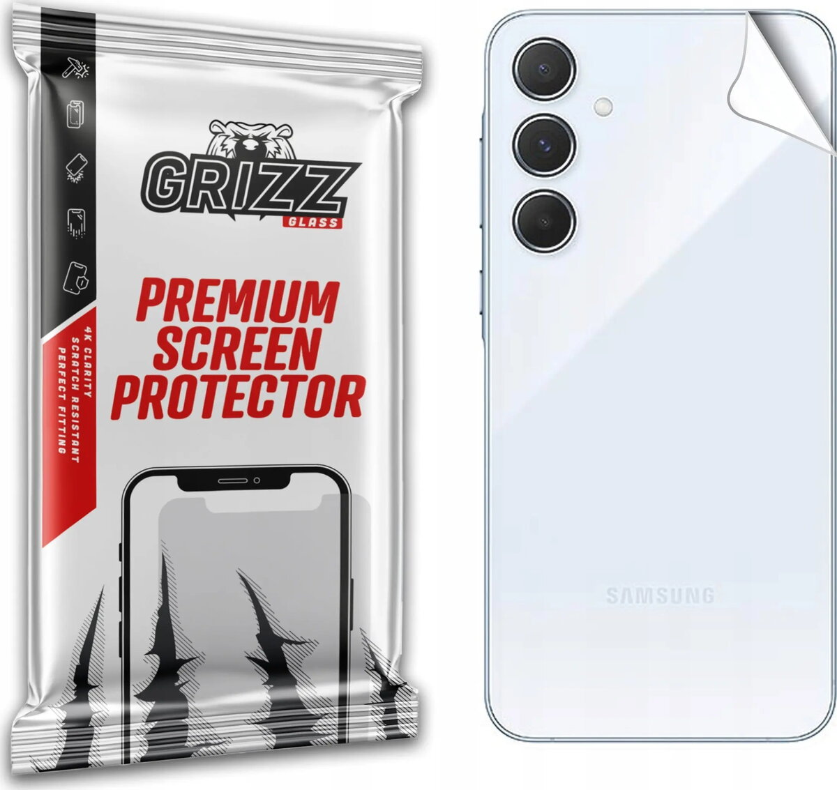 Aizmugures aizsargplēve GrizzGlass UltraSkin priekš Samsung