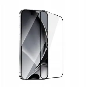 Закалённое защитное стекло с металлической рамкой для iPhone 16 Plus 6,7" от TelForceOne, чёрная рамка