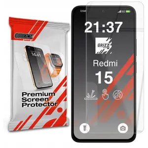 Screen protector GrizzGlass HybridGlass for Xiaomi Redmi 15 — hybrid tempered glass protector