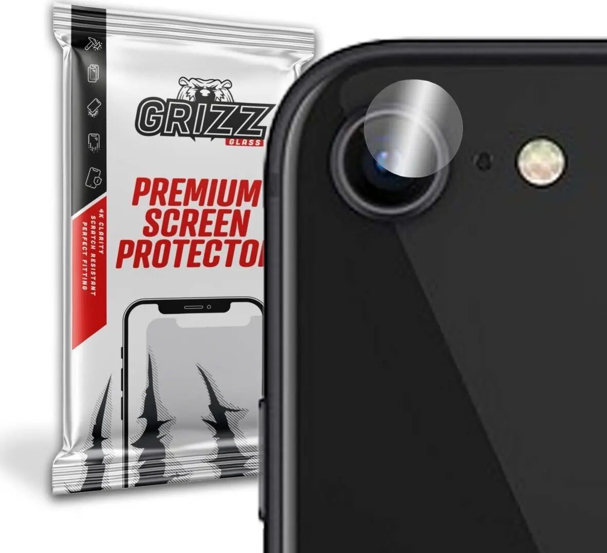 Hibrīda aizsargstikls kameras GrizzGlass priekš Apple