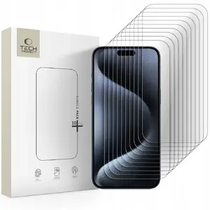 Закалённое защитное стекло Spigen TECH-PROTECT BUNDLE 10 шт. для iPhone 15 Pro Max, прозрачное