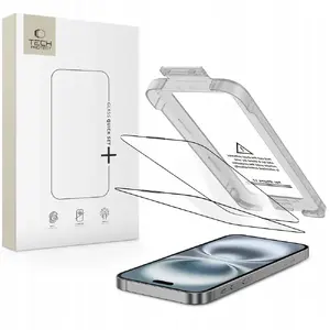 Закалённое защитное стекло Tech-Protect Quick Set+ 2 шт. для iPhone 17, чёрное