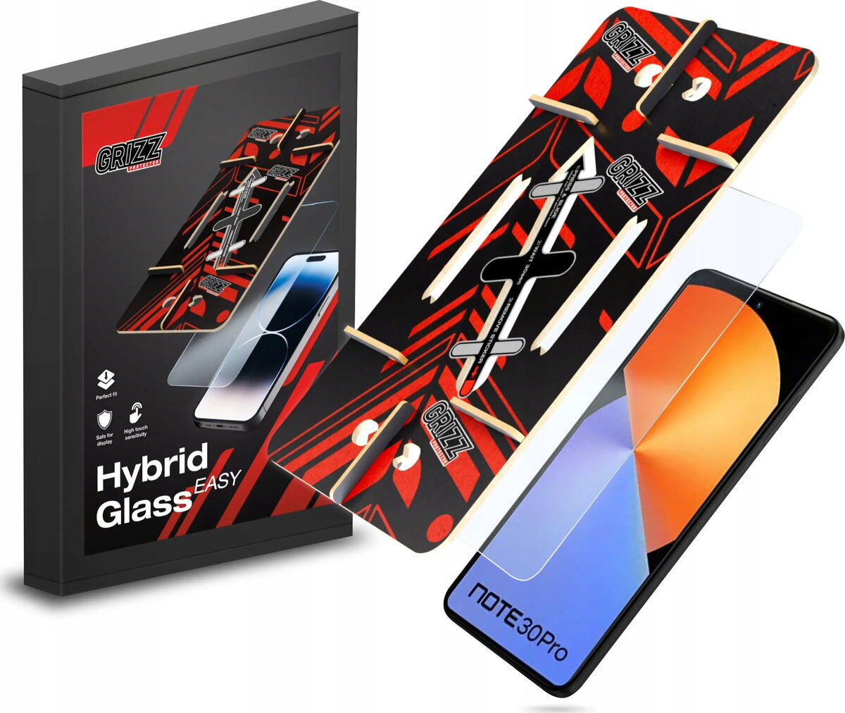 Hibrīda ekrāna aizsargstikls GrizzGlass HybridGlass Easy