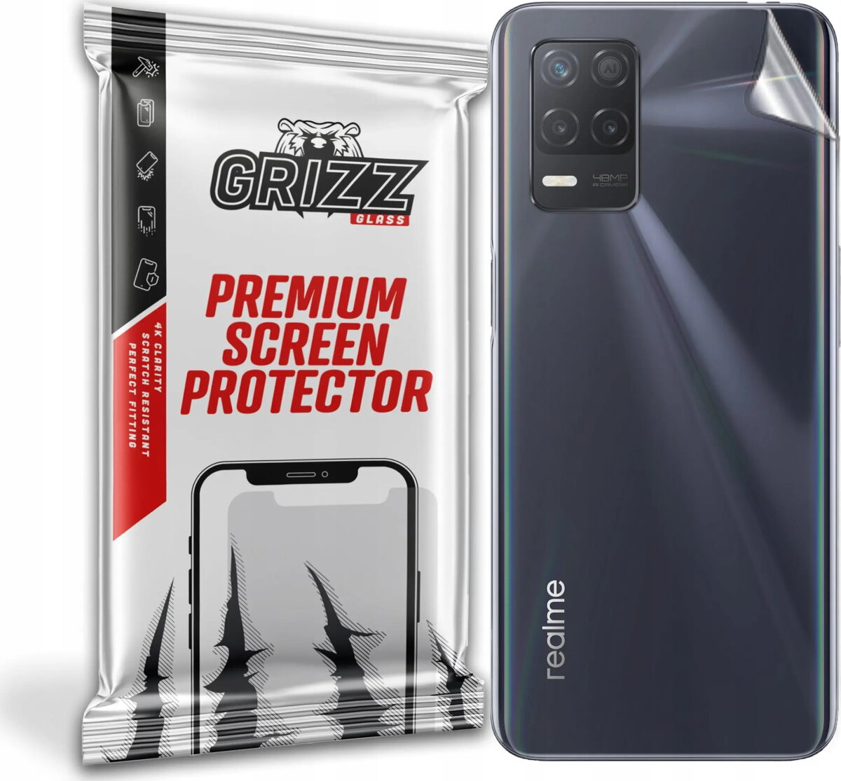 Aizsargstikls aizmugurei GrizzGlass priekš Realme 8
