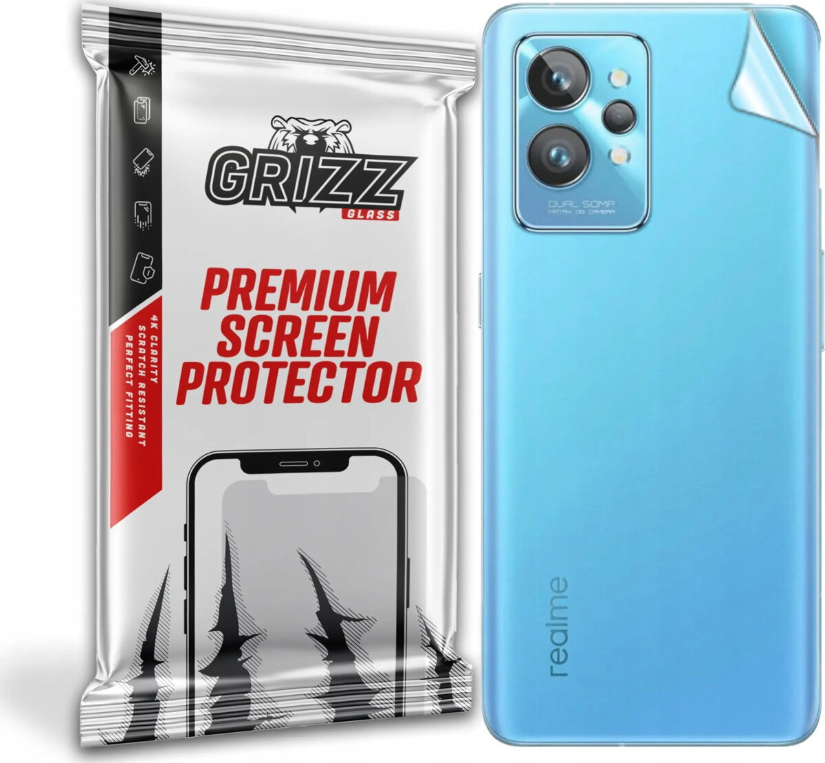 Aizmugures aizsargplēve GrizzGlass priekš Realme GT