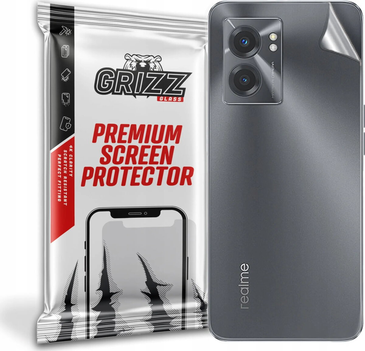 Stikla aizsargplēve GrizzGlass aizmugurei Realme V23
