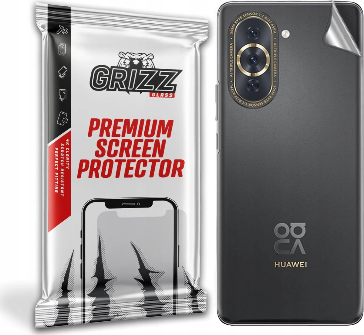 GrizzGlass rūdīta aizmugures aizsargplēve priekš Huawei