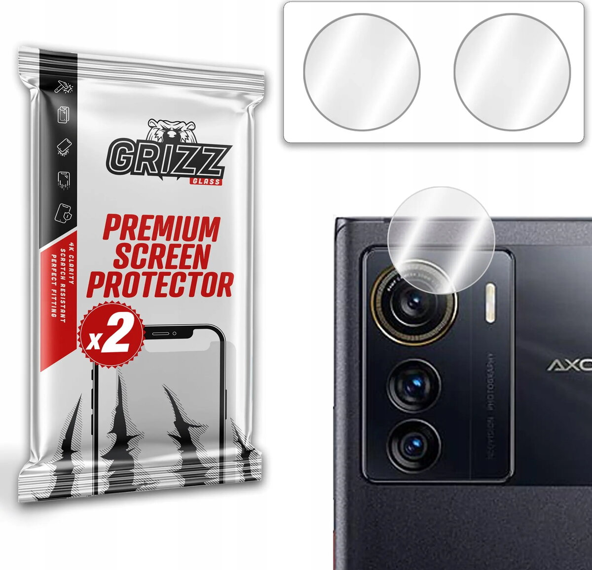 Kameras aizsargstikls GrizzGlass HybridGlass priekš ZTE