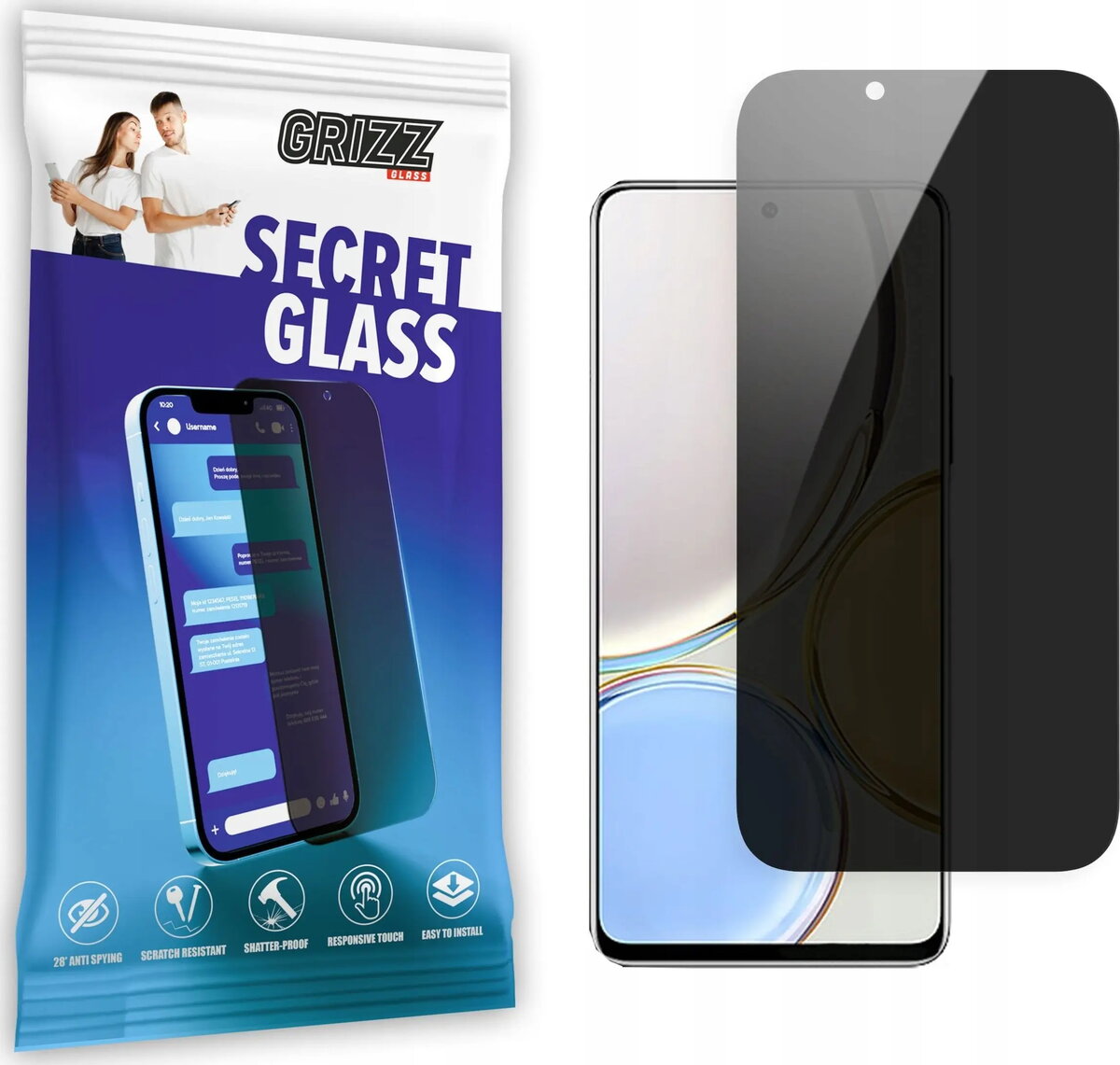 Aizsargstikls ar privātuma filtru GrizzGlass SecretGlass