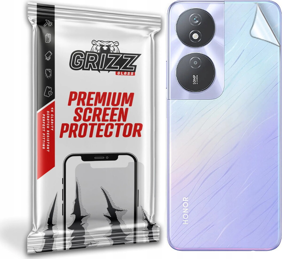 Aizmugures aizsargplēve GrizzGlass SatinSkin priekš Honor
