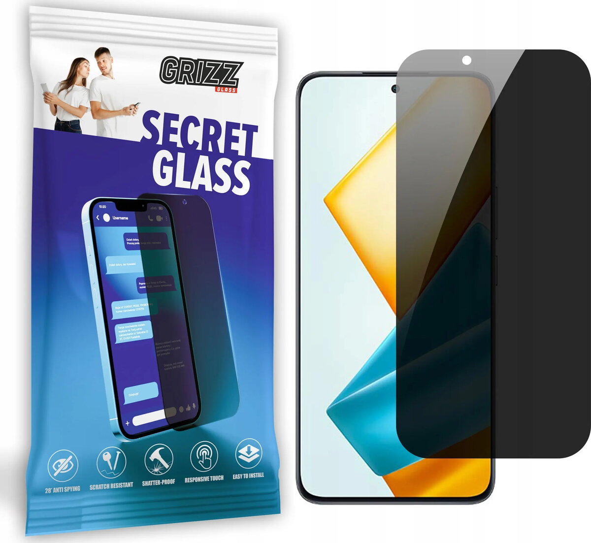Privātuma rūdīts ekrāna aizsargstikls GrizzGlass SecretGlass