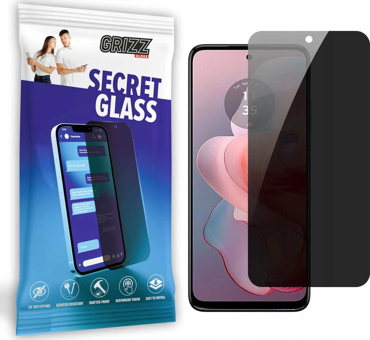 Privātuma aizsargstikls GrizzGlass SecretGlass priekš Motorola