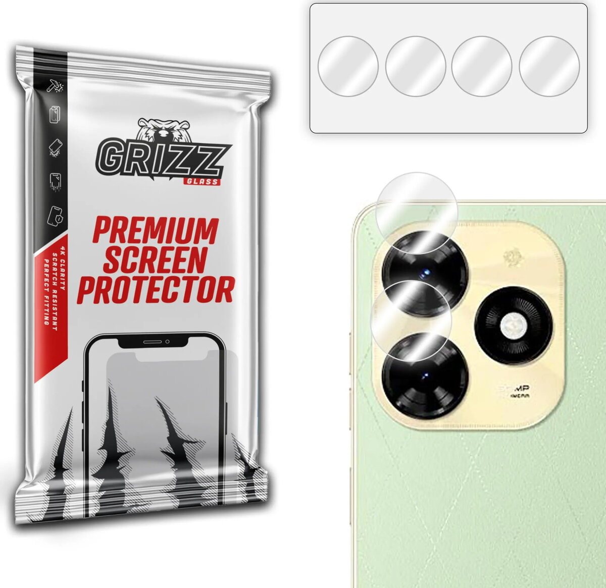 Aizsargstikls HybridGlass kamerai GrizzGlass priekš Tecno