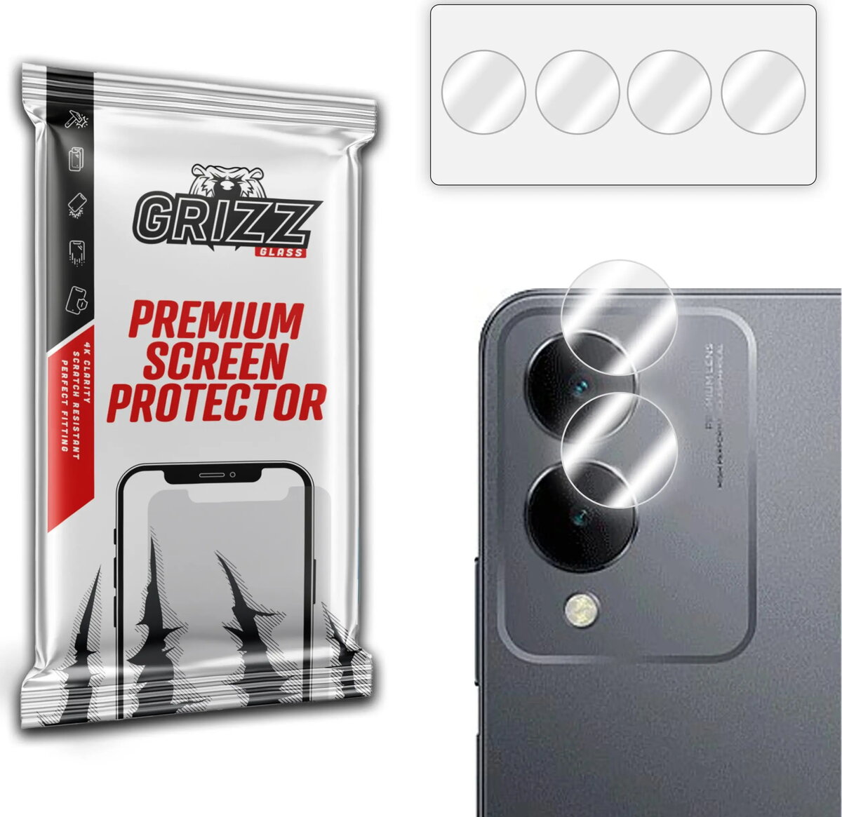 Kamera aizsargstikls GrizzGlass HybridGlass priekš Vivo