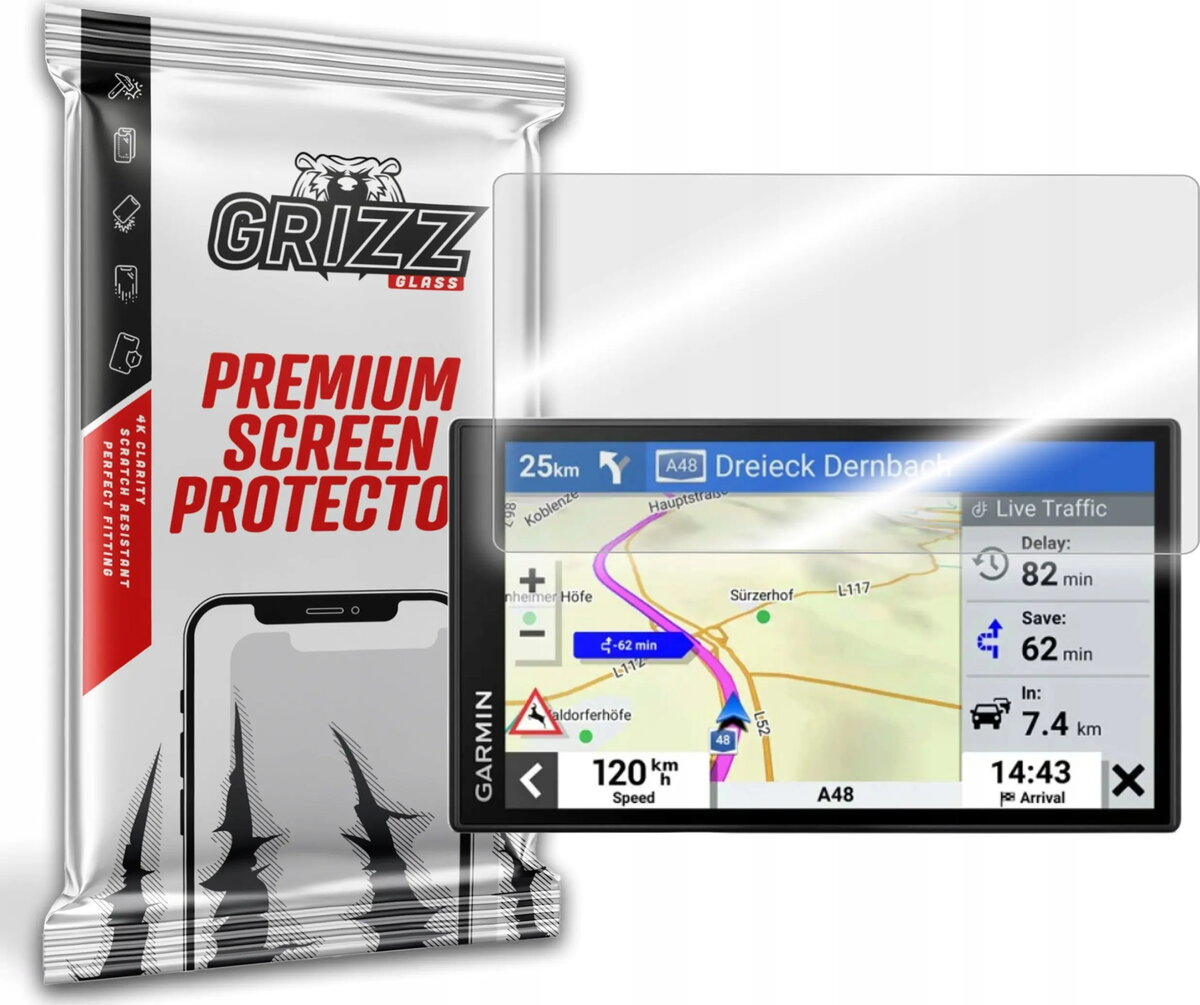Hibrīda aizsargstikls GrizzGlass priekš Garmin DriveSmart