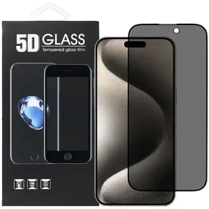 Защитное стекло 5D Full Glue с антишпионским эффектом для iPhone 17 — чёрное