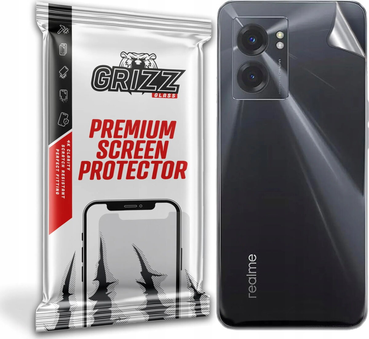 Aizmugures aizsargplēve GrizzGlass SatinSkin priekš Realme