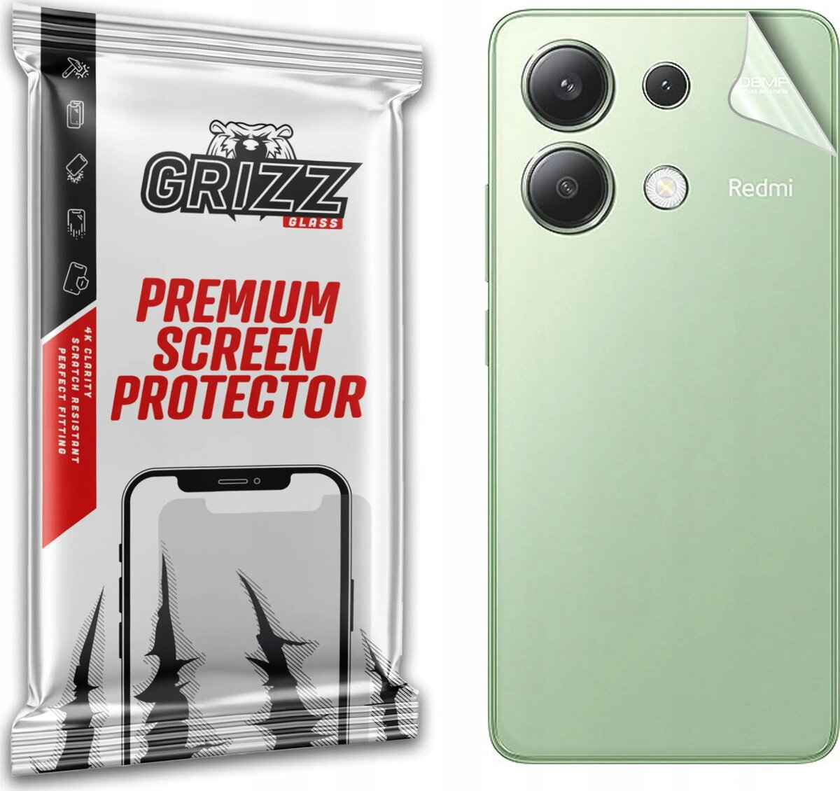 Aizmugures aizsargstikls/plēve GrizzGlass UltraSkin priekš Xiaomi