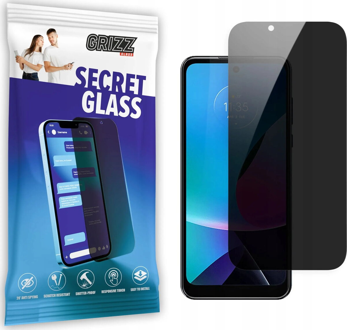 Stiprēts privātuma aizsargstikls GrizzGlass priekš Motorola