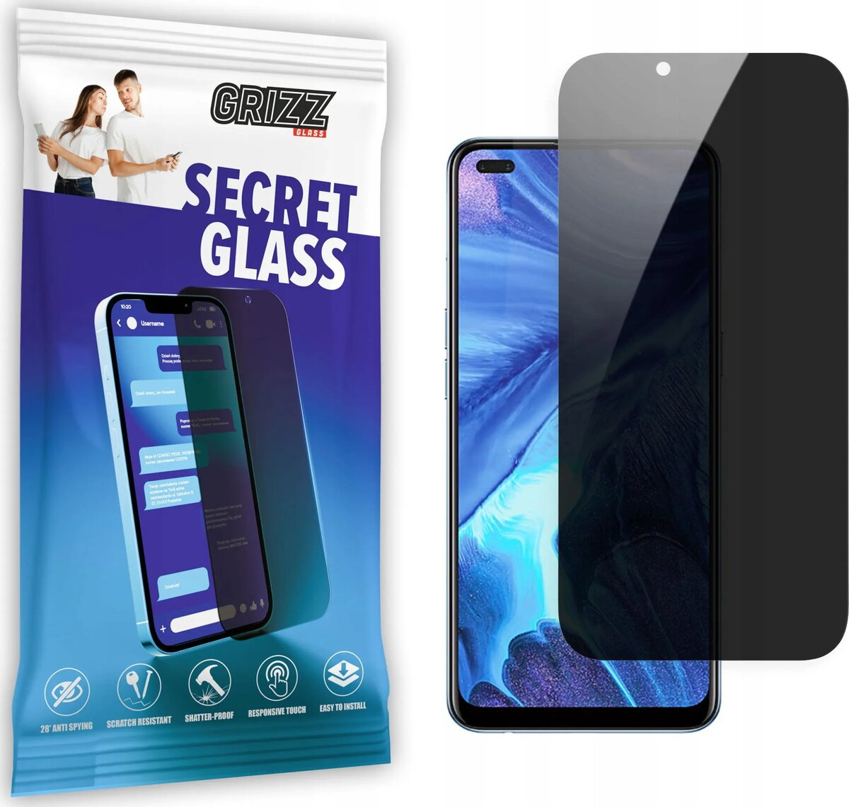 Privātuma rūdīts ekrāna aizsargstikls GrizzGlass SecretGlass