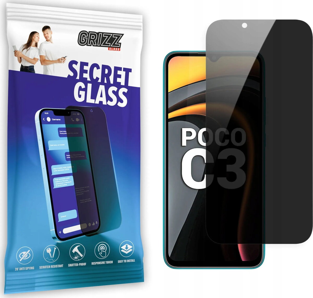 GrizzGlass SecretGlass aizsargstikls ar privātumu priekš