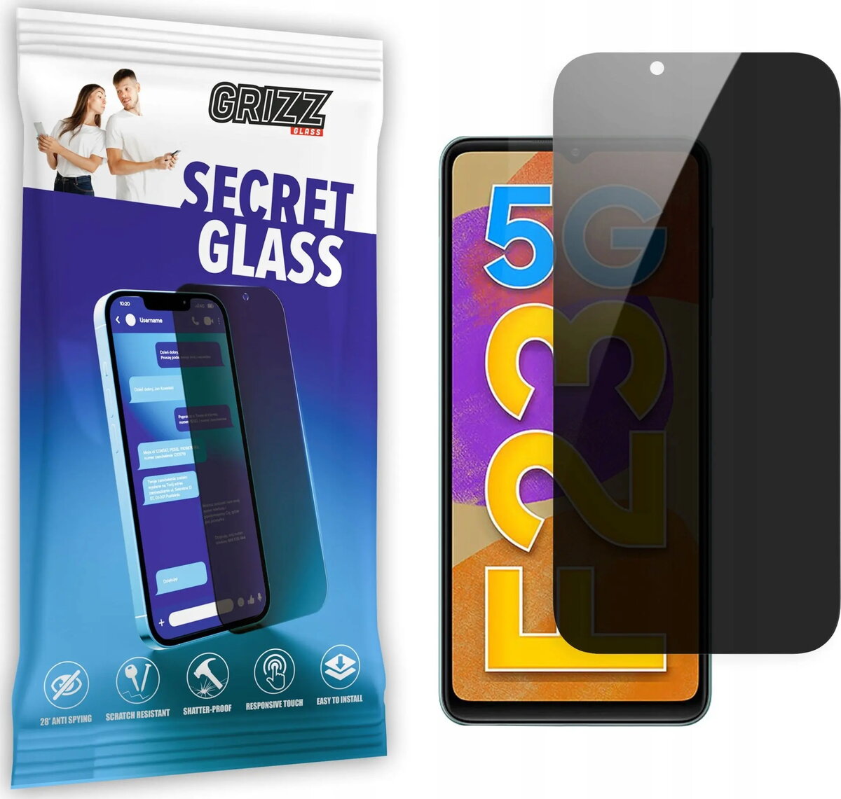 GrizzGlass privātuma rūdīts ekrāna aizsargs SecretGlass