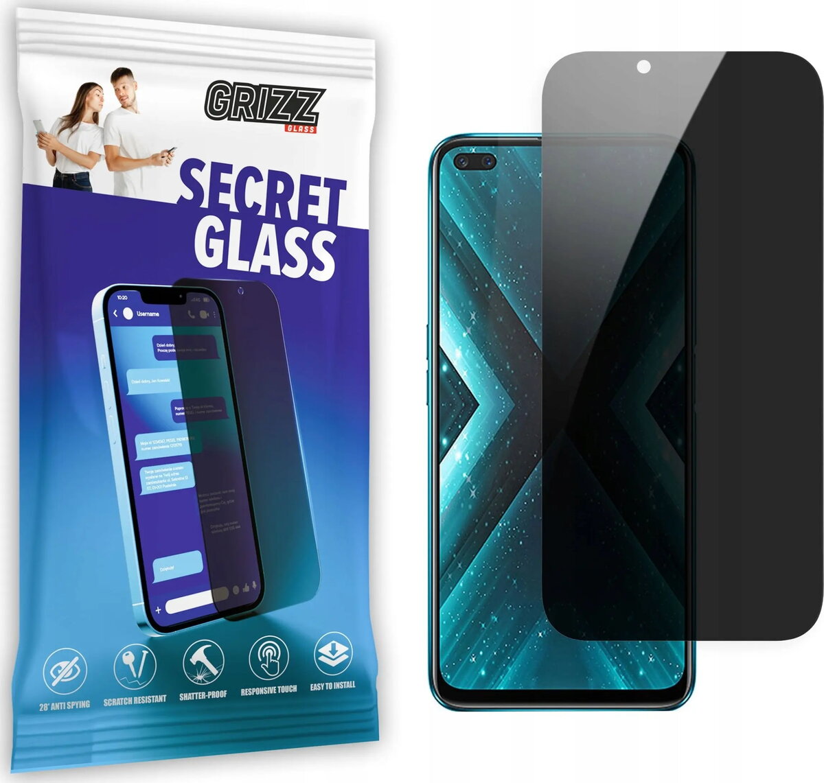 Privātuma rūdīts ekrāna aizsargstikls GrizzGlass SecretGlass