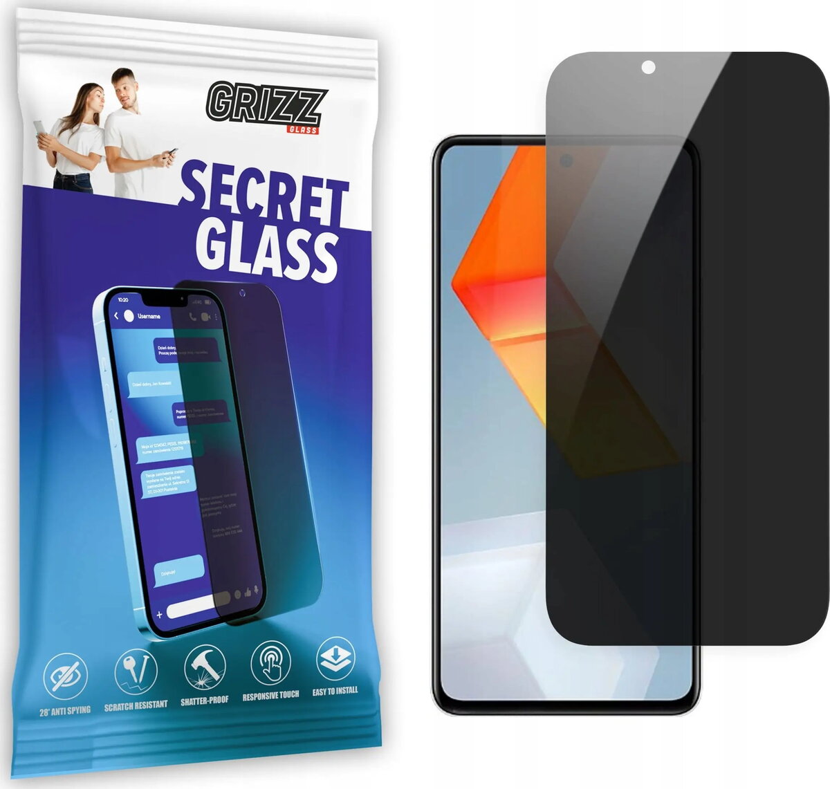 Privātuma rūdīta stikla aizsargs GrizzGlass SecretGlass