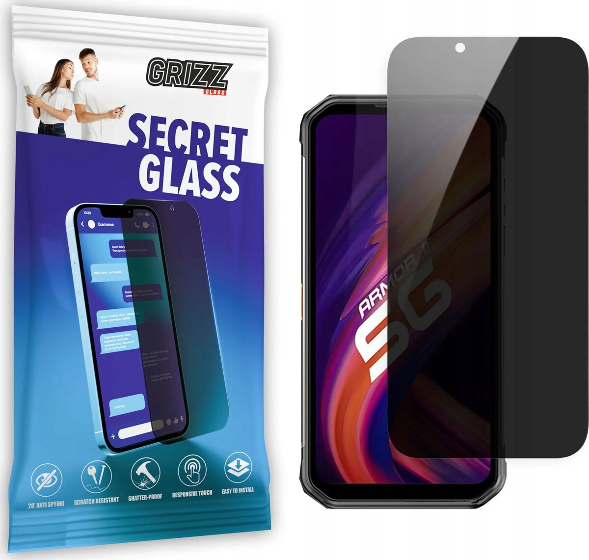 Aizsargstikls ar privātuma efektu GrizzGlass SecretGlass