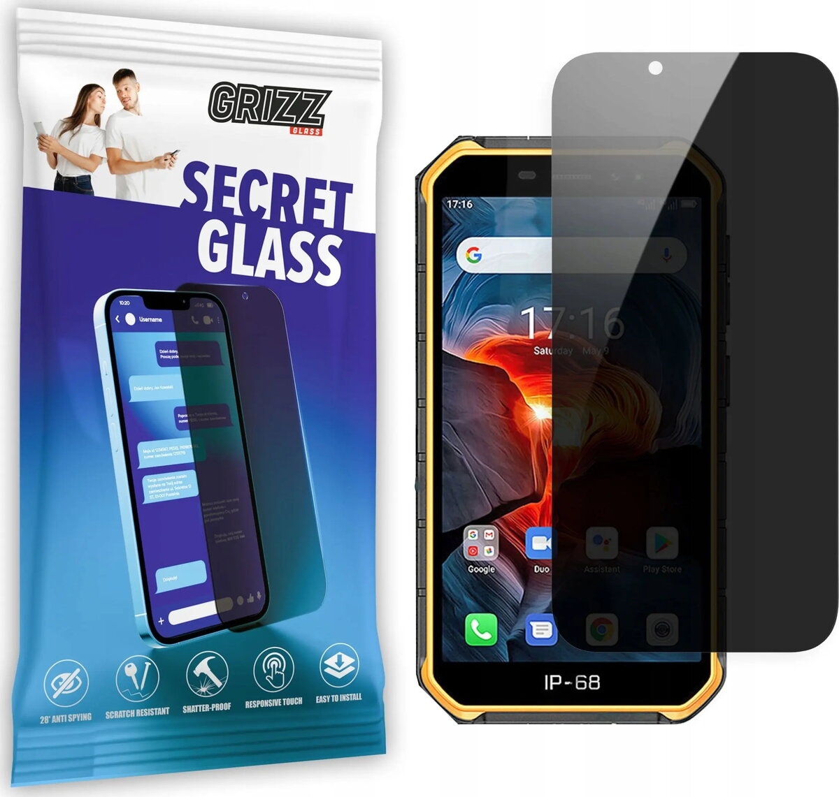 Rūdīta privātuma stikla aizsargplēve GrizzGlass SecretGlass