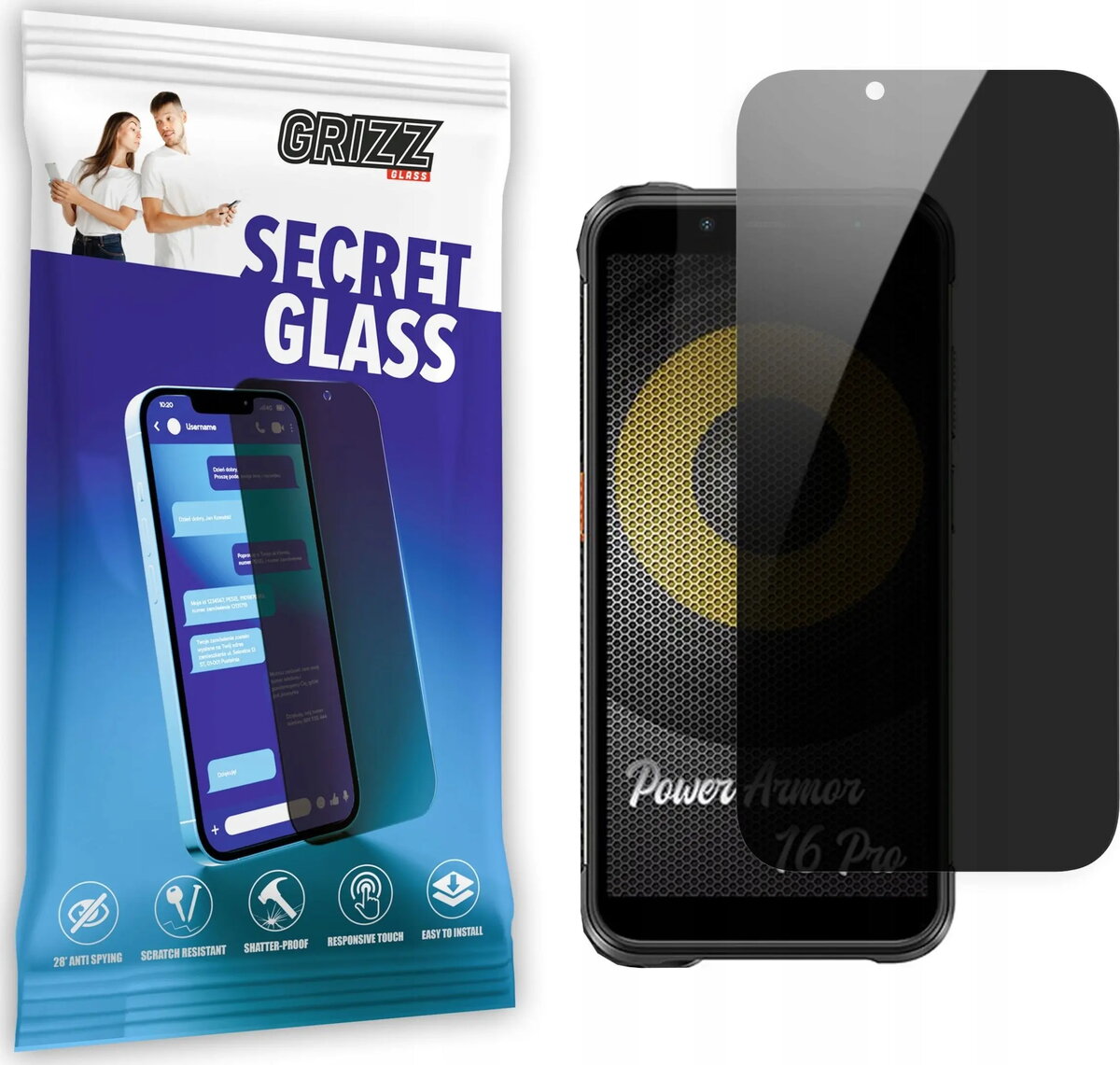 Rūdīts privātuma ekrāna aizsargs GrizzGlass SecretGlass