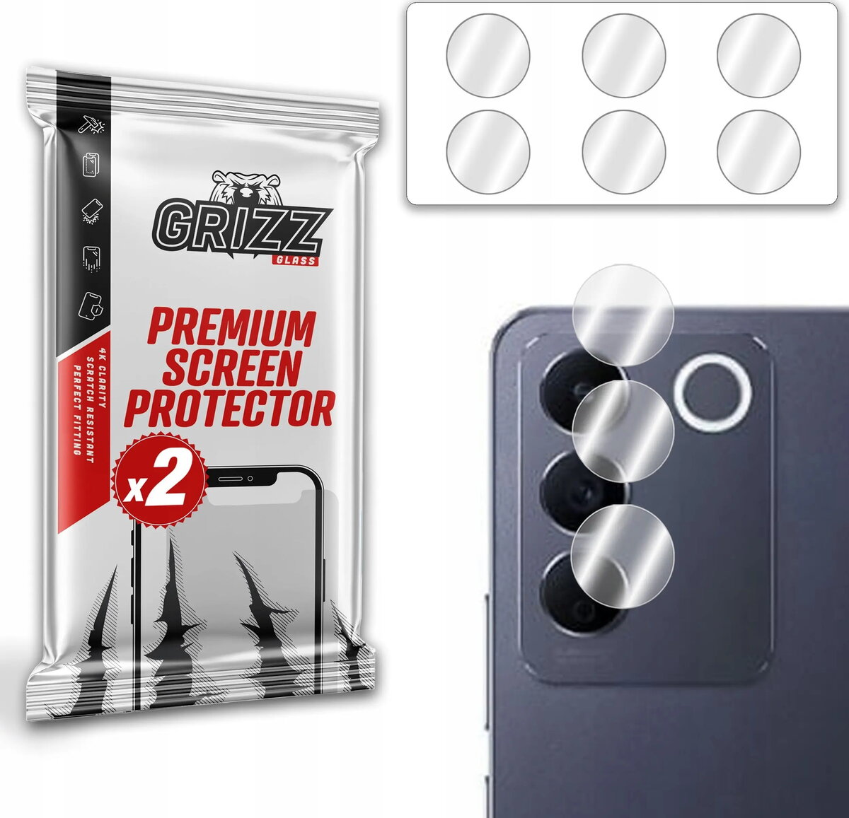 Kameras aizsargstikls GrizzGlass HybridGlass priekš vivo