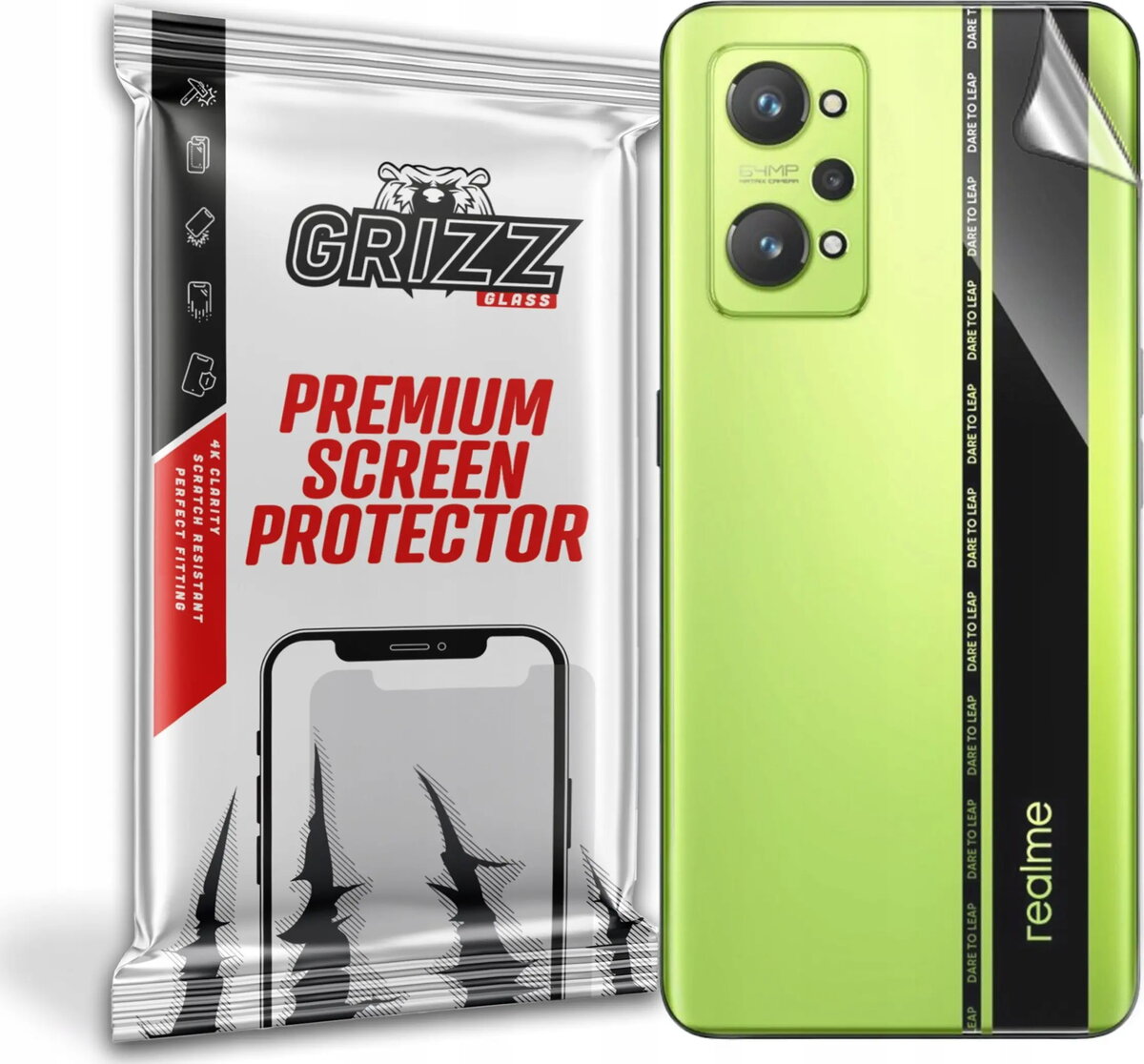 Aizmugures aizsargplēve GrizzGlass priekš Realme GT