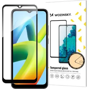 Защитное стекло Wozinsky для Xiaomi Redmi A1+ полноекранное с полным клеем 9H с черной рамкой