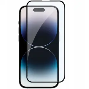 Закалённое защитное стекло TelForceOne для iPhone 14 Pro 6,1" с чёрной рамкой, 9D, набор 10 шт.