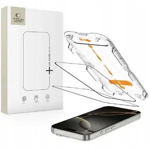 Tempered Glass Screen Protector Tech-Protect Quick Set+ 2-pack for iPhone 16 Pro, black