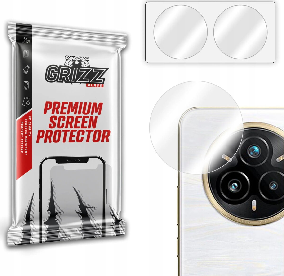 Kameras aizsargstikls GrizzGlass HybridGlass priekš Realme